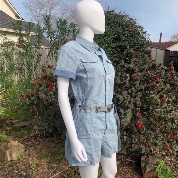💋NWT G-STAR Raw Denim Utility Snap Organic Cotton Romper - Picture 5 of 15
